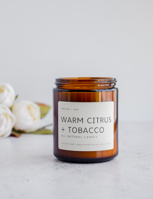 Warm Citrus + Tobacco Candle